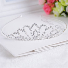 2016 New Korean Exquisite Shiny Rhinestone Crown Children Headwear Princess Girls Hairbands Alloy Hair Bands Kids Hair Jewelry