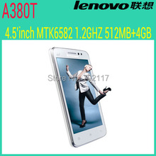 Original Lenovo A380T Phone Android 4.4.2 MTK6582 Quad Core 1.3Ghz 4G ROM 4.5” TFT Dual camera Bluetooth  Russian cell phone