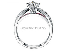 Fine Wedding Jewelry For Women 9K Pure White Gold Engagement Ring Center 0 5ct Simulated Diamond