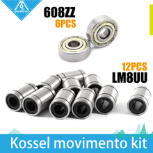 Free shipping! 12 x LM8UU 8mm linear ball bearing & 6 x 608ZZ ball bearing Kit for Kossel Reprap Rostock Mini Delta 3D Printer