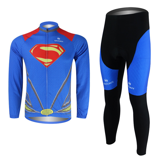 Синий красный супермен мотор велосипед с длинным рукавом Radfahren Ciclismo велоспорт-джерси Cyclisme одевать брюки для человека