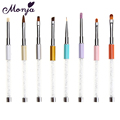 8 Ways Rhinestone Handle Nail Brush Pen for Acrylic Crystal Gel Polish Tips Builder Coating Line