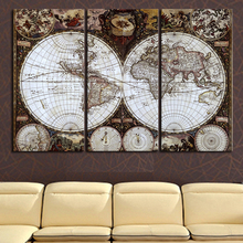 3 Pcs Canvas Wall Art – Map ‘Restoring Ancient Ways’ (No Frame)