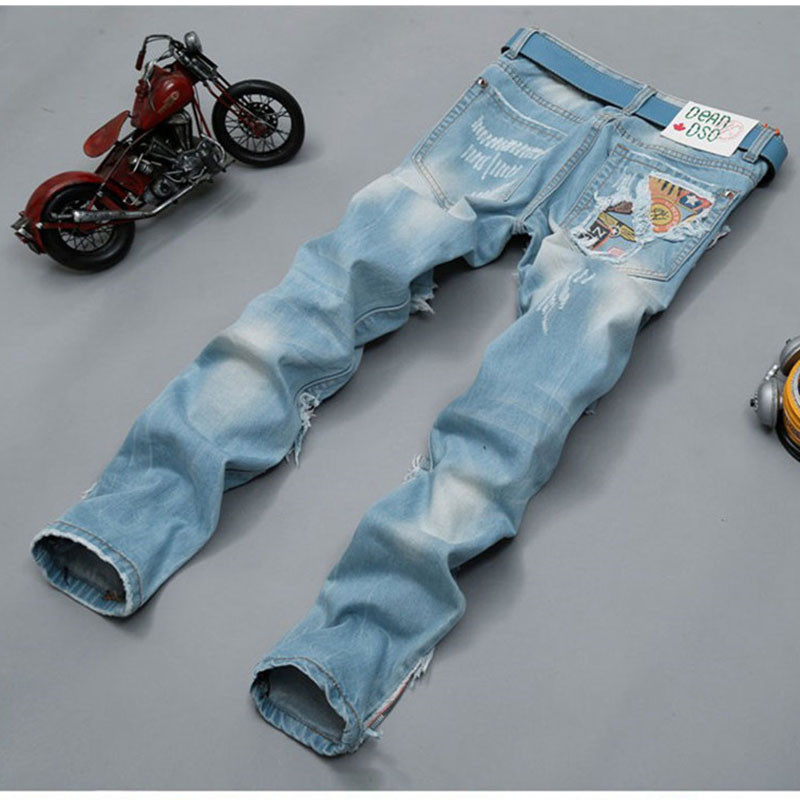 2020 Wholesale Cool Mens Rock Dance Jeans Light Ripped Distressed