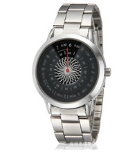 2014 Fashion Casual Watch Round Half shade Dail Spin Rotating Disc Turn Dial Watch with Stainless
