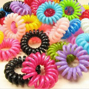 10pcs lot Telephone Cord Elastic Ponytail Holders Hair Ring Scrunchies For Girl Rubber Band Tie Free