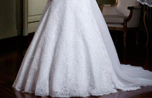 New Style Off Shoulder Short Sleeve Flower Belt A Line White Lace Wedding Dress with Jacket