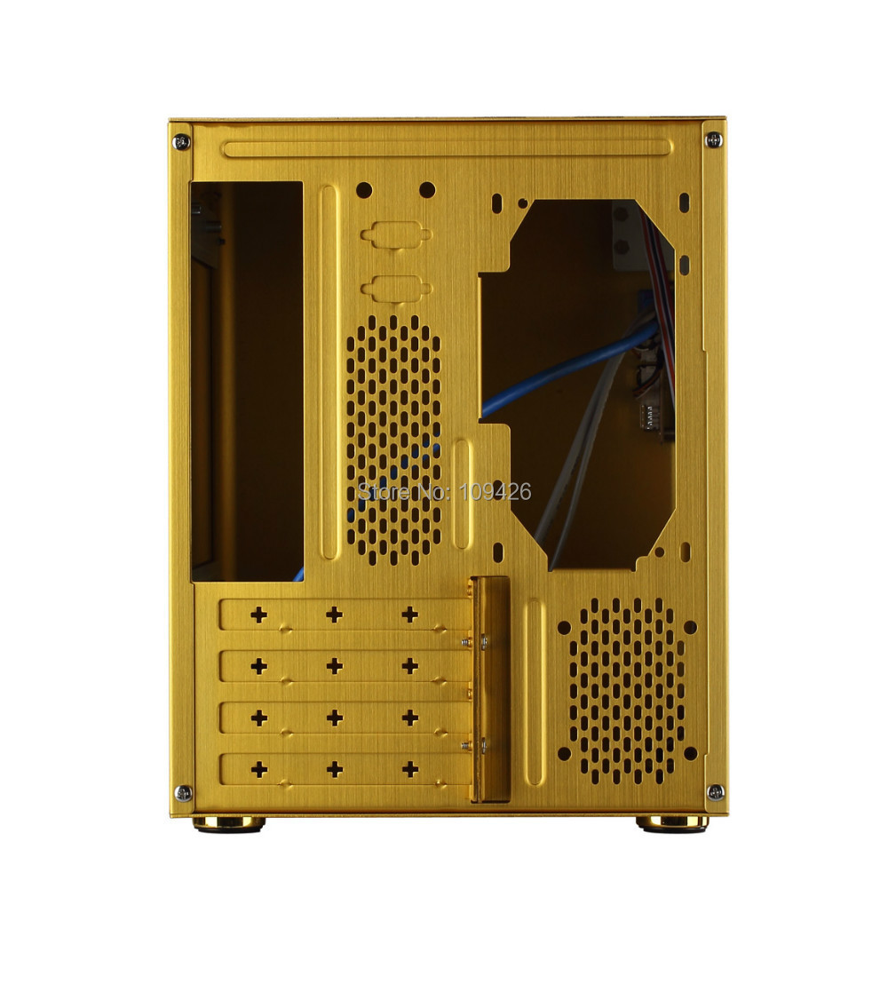 Купить realan d5 вертикальные Золотой алюминиевый мини-itx корпус для ...