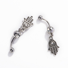Palm Belly Button Ring 2016 New Arrival Stainless Steel Piercing Body Jewelry Vintage Unique Button Navel Piercing Belly Ring