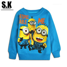 SK Cotton Quality Fabrics Minion T Shirt For Girls 2016 Fashion Children Boys Girl Sweatshirt Despicable Me Baby Clothing