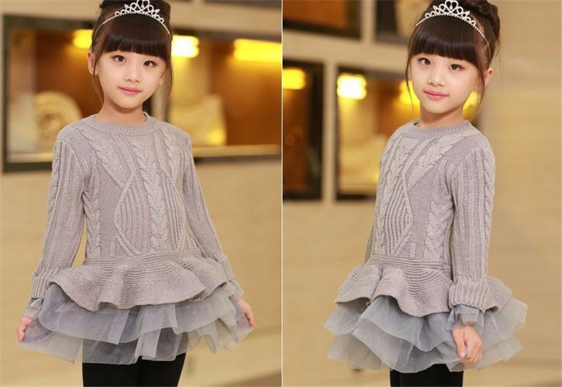 Knitted Sweater Dress Pullovers Sweaters With Lace Shrugs Dresses Crochet Long Free Shipping 2015 Autumn Winter Wholesale Kids (15)
