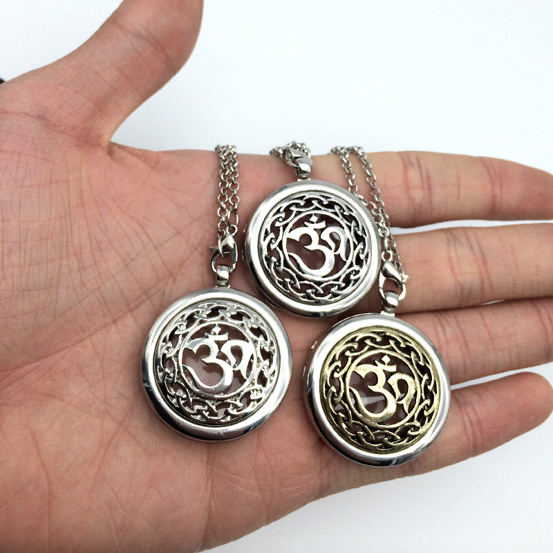 1pcs Stainless Steel Lockets Pendant With Pads OM Mentra Essential Oil Diffuser Locket Necklace Aromatherapy Jewelry