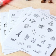Creative PVC stickers Photo mini decoration Sticker Black and white patterns child DIY toy 8sheets/set