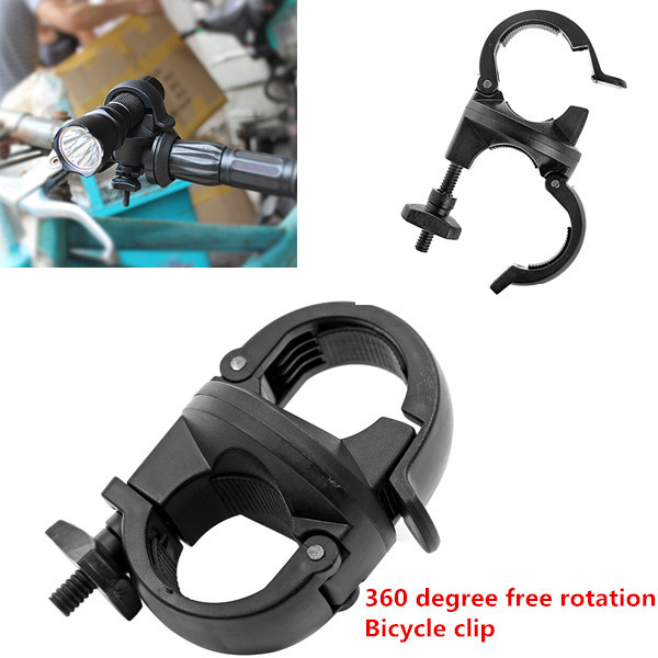 Hot Selling New 360 Degree Free Rotation Bicycle Clip Flashlight Torch Mount LED Head Front Light Bike Lamp Holder-Black