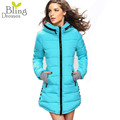 Fashion Winter Long Jacket Women Parkas Thickening Hooded Slim Fit Down Cotton Overcoat Plus Size Outwear