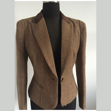 2016 new female short spring suit slim Suit Jacket Women Retro Womens wool tweed coat size tide DIB001