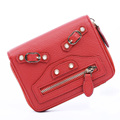 2016 New Retro Small Wallet Exterior Zipper Pocket Rivet Ornament Zipper Purse Women High Quality Genuine