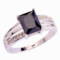 New Fashion Jewelry Black Spinel Junoesque 925 Silver Ring Size 6 7 8 9 10 11 12 For women Free Shipping Wholesale