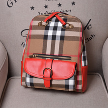 British style plaid bag women backpack canvas and genuine leather shoulder bag famous brand women s