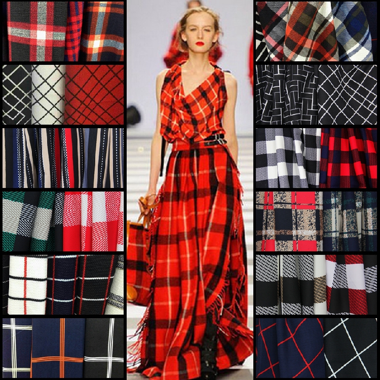 Customized 150cm width lattice font b tartan b font stripe soft Chiffon satin silk cotton Cloth