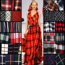 Customized 150cm width lattice tartan stripe soft Chiffon satin silk cotton Cloth Fabric Shirt coat scarf blouse Headdress