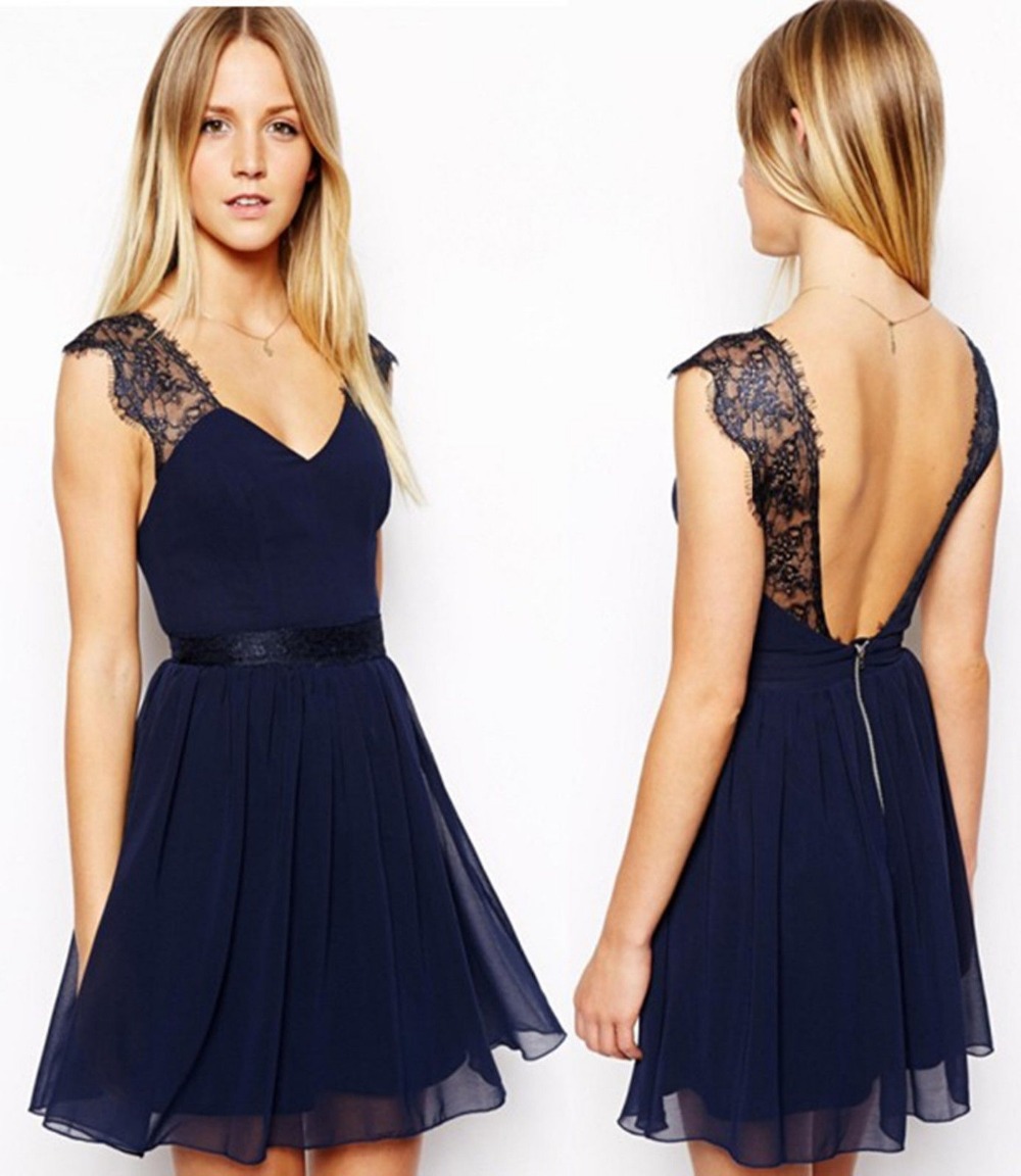 Images of Navy Party Dress - Reikian