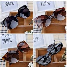High Quality 2015 New Fashion Retro Designer Super Round Circle Glasses Cat Eye Semi-Rimless Women’s Sunglasses Glasses Goggles