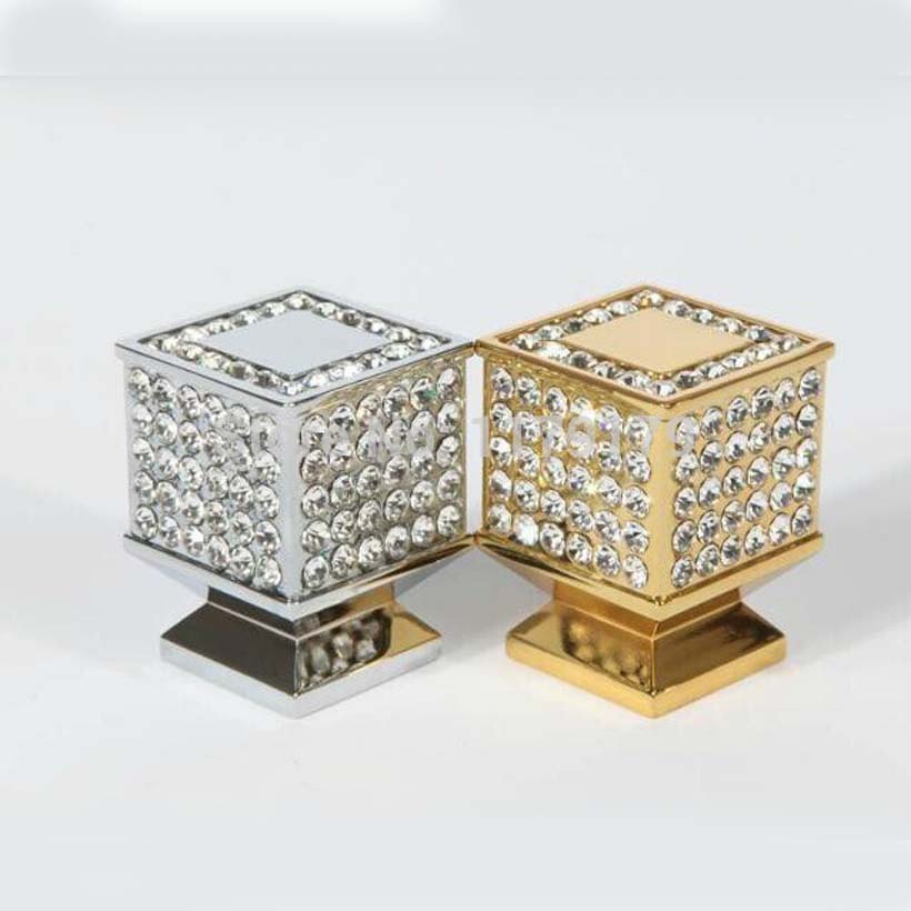 21mm square  luxury diamond,K9 crystal  ,wine cabinet shoe cabinet cupboard drawer wardrobe  furniture handles knobs HBC251-21