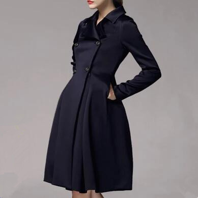 2015 New Autumn Slim Fit Double-breasted Trench Coat For Women Long Outwear Casaco Feminino Trench Coat