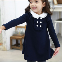 2015 spring autumn new arrival cotton girl korean clothes doll collar long sleeved casual girls A
