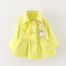 new 2016 spring autumn baby jackets turn down collar cute infants girls Trench Coat casaco infantil