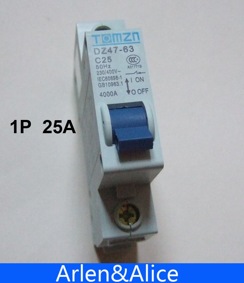 1P 25A 240V/415V 50HZ/60HZ Mini Circuit breaker MCB C45