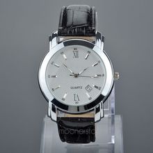 Waterproof Alloy Quartz Wrist Watch with PU Leather Band & Calendar for Men M*MPJ584#A3