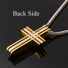Jesus Piece Cross pendant Christian Jewelry wholesale 18K Gold Plated Cross necklace stainless steel necklace Men