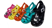 New Summer Fashion Sandals PVC Plastic Bowknot Sandals For Baby Unisex Shoes Soft UToe Sheep Cartoon Buckle Light Five Colors