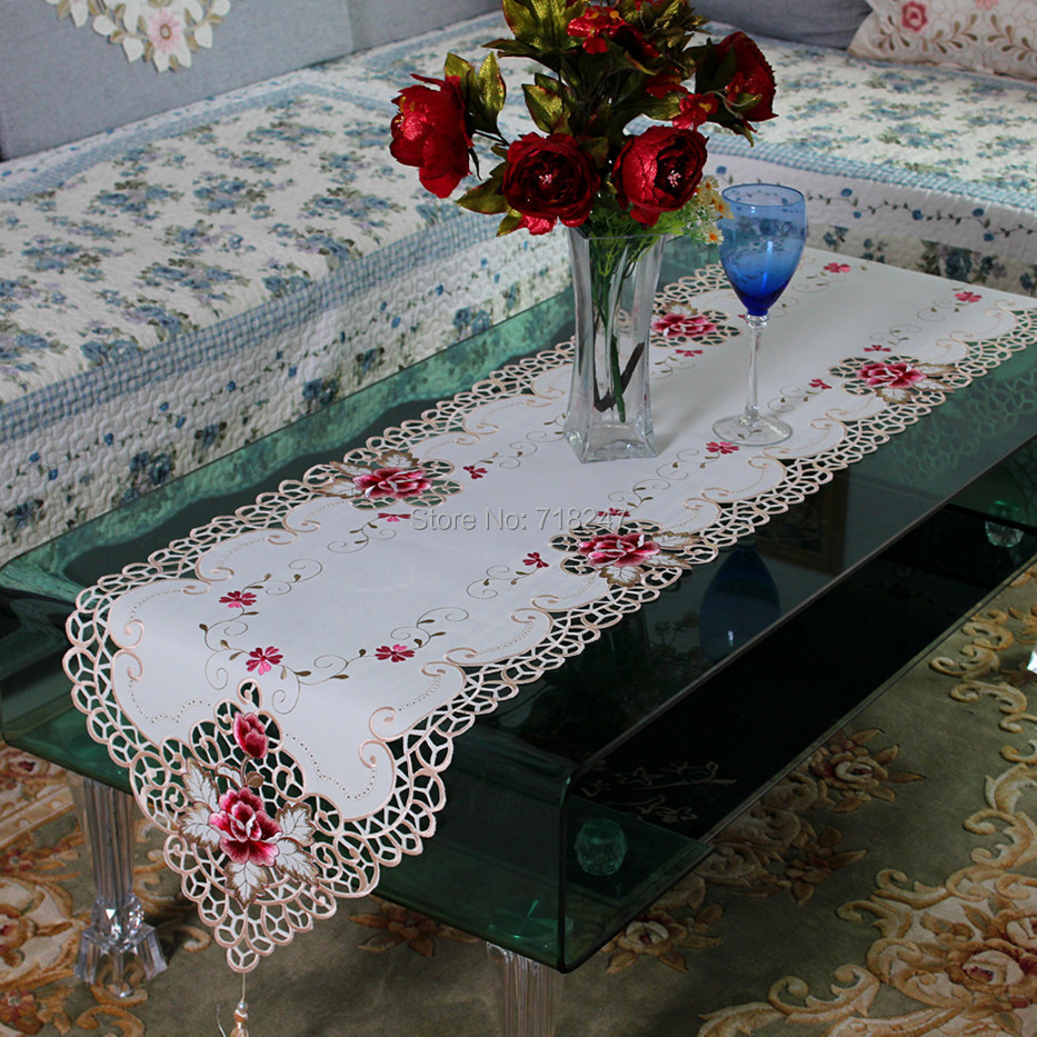 Covers Runners runners Rose Linen Cutwork Embroidered Cloth embroidered Table  Table Runner table