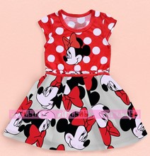 Free shopping 2015 New summer dress Minnie Mouse Dress girls clothes printing dot sleeveless dress dress