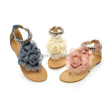 Hee Grand Sweet Flower Thong Sandals Alexis Leroy 2015 New Arrival Women Fashion Summer Wedge Heel T-straps Buckle Sandals