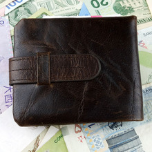 Vintage Designer Famous Brand 100 Genuine Cowhide Oil Wax Leather Men Short Bifold Wallet Wallets Purse