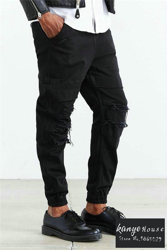 black ripped joggers