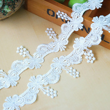 2Yards 5cm Width Water Soluble Sewing Lace Trim For Bridal Dress Embroidered White Lace Ribbon Appliques Butterfly Lace Patches