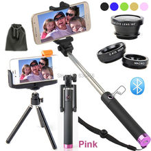Camera Photo Kits:3 in 1 Clip Lens+Mount Tripod+Original Self Tripod Monopod For Samsung Galaxy S6 S6 EAGE + S5/For Sony Xperia