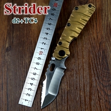 2015 alta calidad más nueva Strider D2 acero lámina TC4 titanium cuchillo plegable táctico de la supervivencia camping herramientas del envío libre