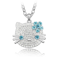 2015 New Arrival Hello Kitty Necklace Long Chain Made with Swarovski Elements Crystals from Swarovski Women