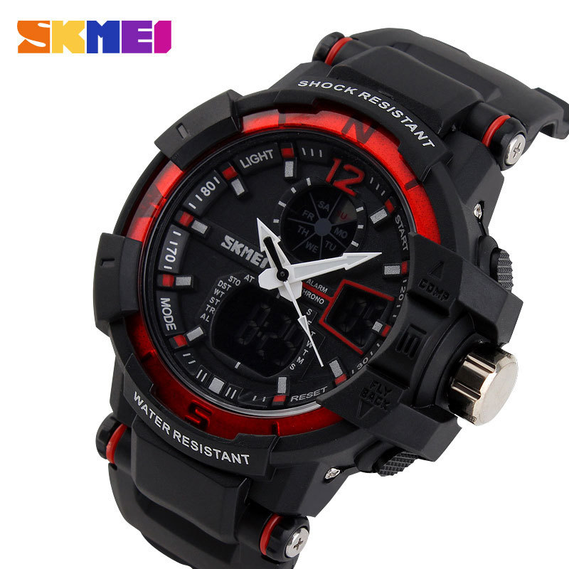 Reloj Hombre Skmei Red Color Mens Sports Watch Shock Resist Army Military Watch LED Digital Watch