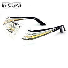 Pure Titanium Eyeglasses Rimless Optical Frame Prescription Spectacle Frameless Glasses For Men Eye glasses 11090 Slim Temple