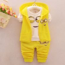 Kids Clothes minions Baby Boy/Girl Clothing set 3pcs sport suit Casual Children T-shirt + Pants+Vest Boys costume child set 002