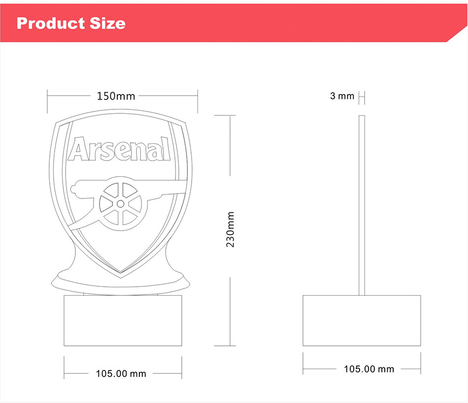 Football Club Arsenal Table Lamp Light USB Christmas nightlights (4)