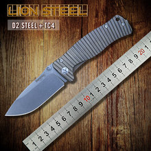 2015 nueva italia león acero molletta TC4 titanium D2 cuchilla cuchillo plegable táctico de la caza que acampa al aire libre bolsillo de la supervivencia cuchillos