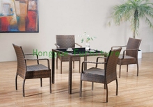 new pe rattan dining chairs with tempered glass